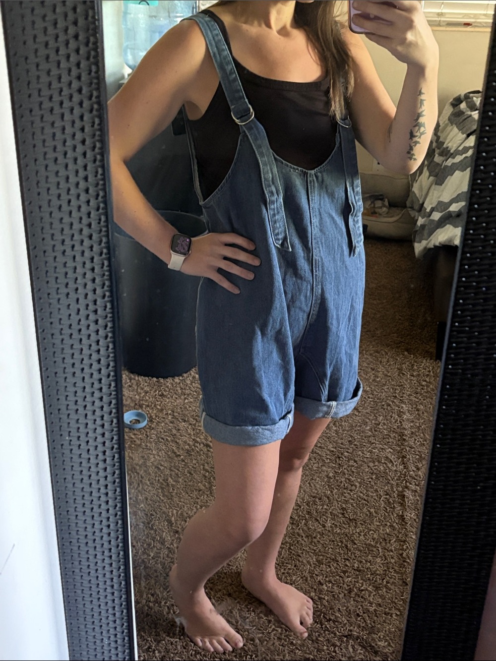 Denim Short Overalls Size M- Blue